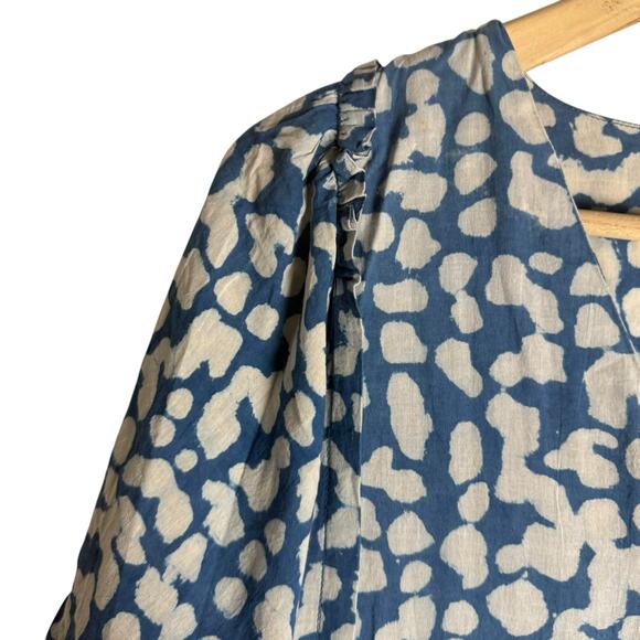 Mirth Coba Blue Mosaic Print V-Neck Kaftan Boho Coastal Beach Maxi Dress Size M - Picture 6 of 11